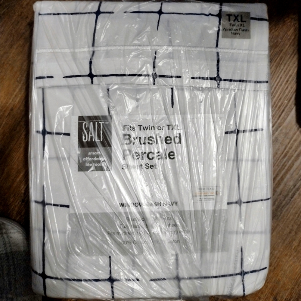 SALT Twin or TXL Sheets Dash Navy Blue White 100% Cotton New